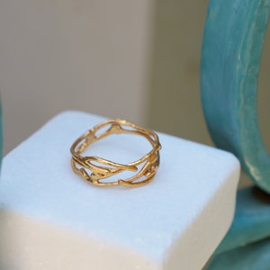 Solid Gold Jasmine Twig Ring. 18k,14k,9k white or yellow gold by Mother Nature Jewelry.(Rose,White or Yellow gold)