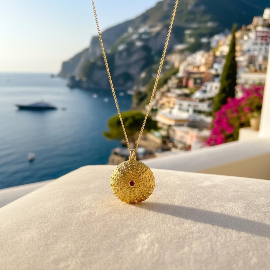 Ocean Inspired Sea Urchin Necklace, Gold Plated Silver (zircon Stone) - Etsy
