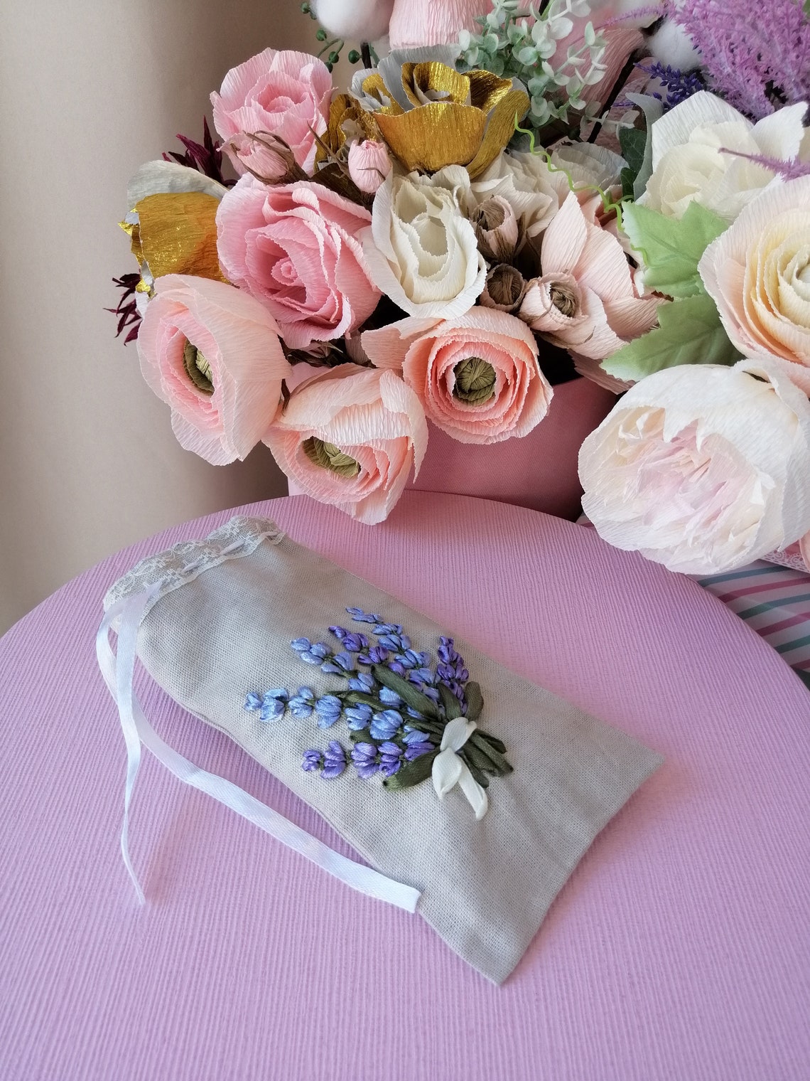 Download Sachet Geschenk Tasche Band Stickerei Lavendel | Etsy