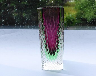 Rare Murano textured sommerso Vase by Mandruzzato