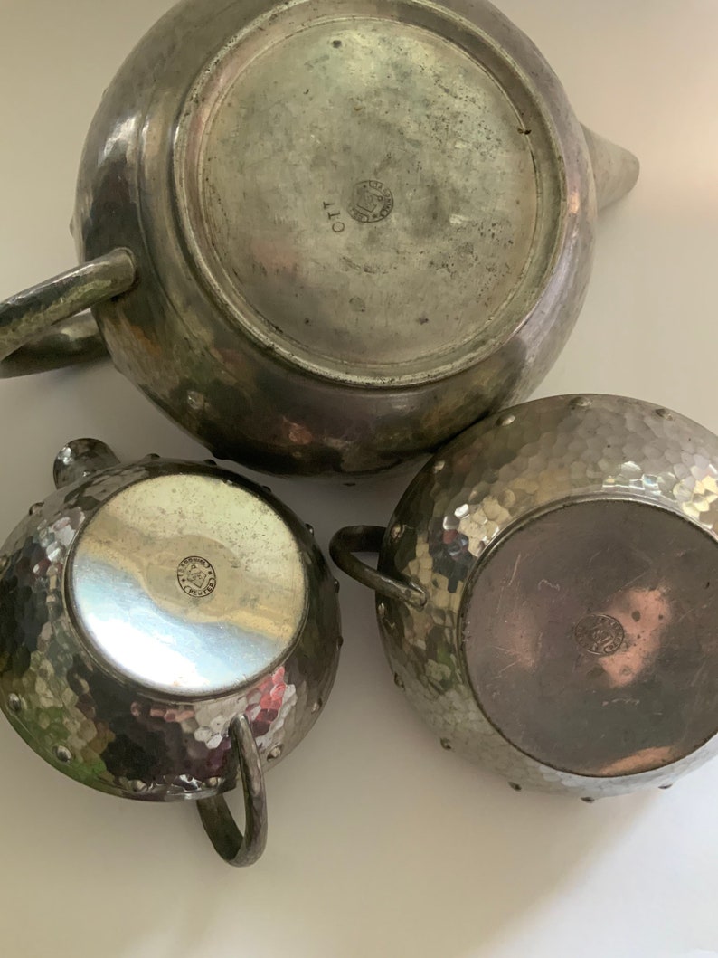 Arts & Crafts Hammered Pewter Tea Set. Etsy