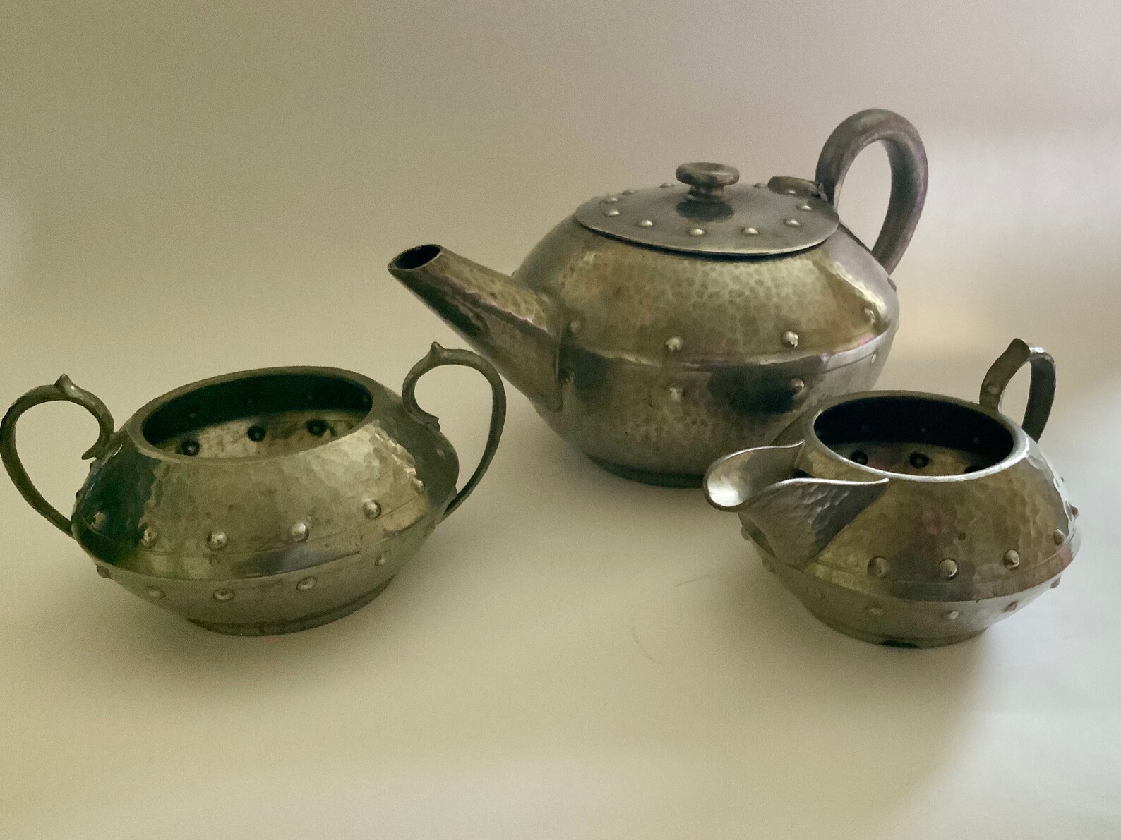 Arts & Crafts Hammered Pewter Tea Set. Etsy