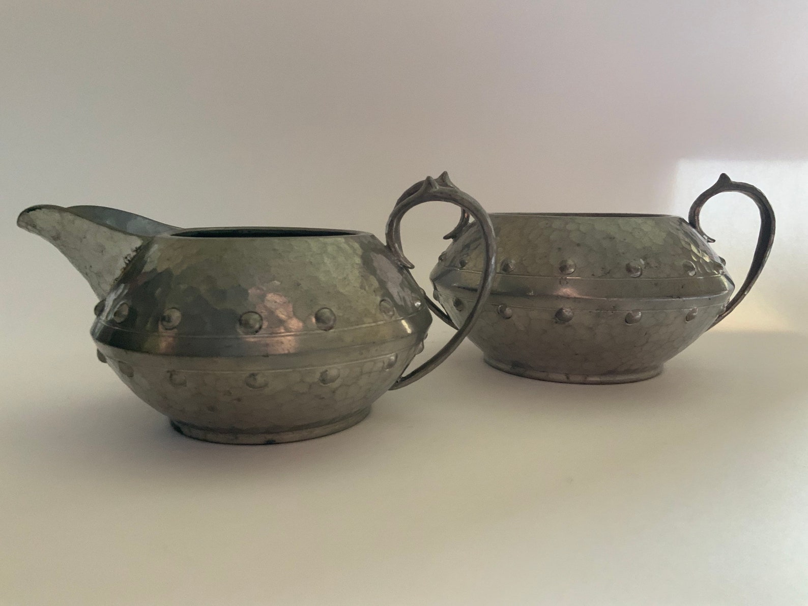 Arts & Crafts Hammered Pewter Tea Set. Etsy