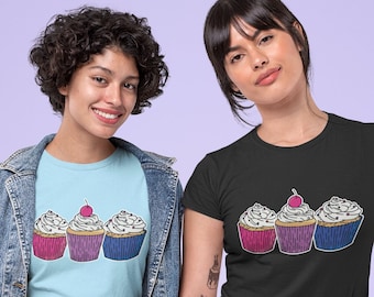 Bi Pride Cupcake T-Shirt, Tee, Bi, Queer, Subtle Bi Pride, Feminist Shirt, LGBT, LGBTQ, Gay, Love, Pride Month, Bi Shirt, Cupcakes