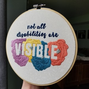 Not All Disabilities Are Visable Embroidery PDF Pattern, Beginner, How To Embroidery, Invisible Illness, Spoonie, Chronic Illness image 3