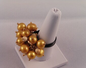 Jadite Cluster Ring Bubble Ring 925 Sterling Silver Plated Copper Wire Size Q Mixed Coloured Fresh Water Pearls