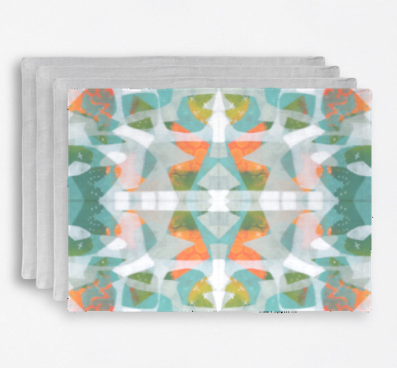 Mid Modern Colorful Cotton Placemats set of 4 Blue Orange Etsy UK
