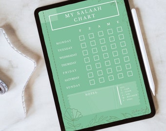 Digital Printable Islamic salaah chart - scrapbook themed