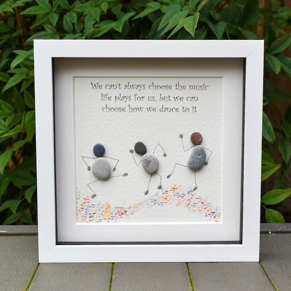 Dancing Friends Pebble Art, Fun Gift for Friend, Music Pebble Picture, Group of Friends, Birthday Gift