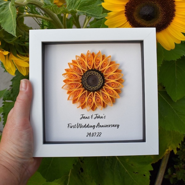 First Anniversary Gift, Paper Anniversary Gift, Sunflower, Personalised Gift, Paper Gift, Unique Gift