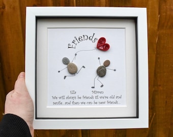 Handmade Pebble Art Picture: Fun Friendship Gift, Personalised, Personalized