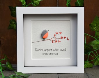 Robin Pebble Picture: Memorial Gift, Sympathy Present