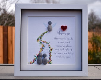 Personalised Angel Pebble Art - Bereavement Remembrance Gift, Personalized Picture