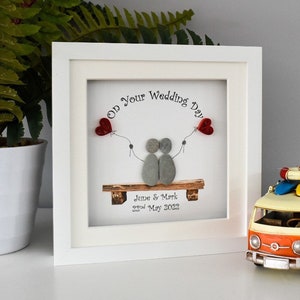 Personalised Wedding Pebble Picture Frame: Handmade Couple Gift, Personalized