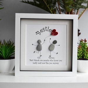 Best friends pebble picture, bestie, friendship, gift for friend, best friend, pebble art, birthday, pebbles gift, funny, witty