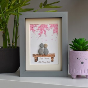 Special Occasion Pebble Gift, Wedding Gift, Anniversary Gift, Personalised Wedding Pebble Picture, Pebble Art