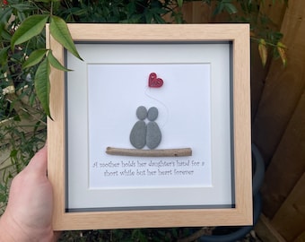 Mother's Day Pebble Picture, Gift for Mum, Gift from Daughter, Personalised Gift, Mother and Daughter Pebble Frame, Quote for Mum, Mother