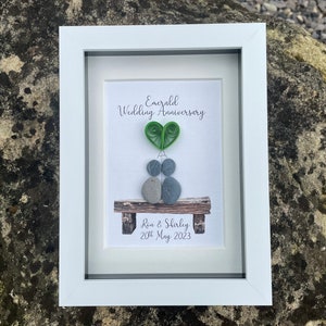 Emerald Wedding Anniversary Gift, 60th Wedding Anniversary Gift, Personalised Pebble Picture Gift, Pebble Art Gift, Anniversary Gift