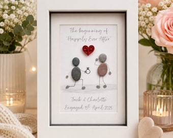Personalised Engagement Pebble Art Picture - Proposal Gift, Personalized