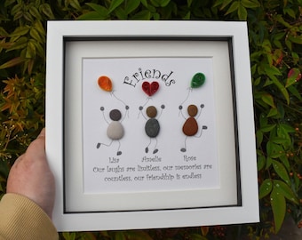 Personalised Friends Pebble Picture, Gift for Friend, Gift for Bestie, Friends Pebble Art, Present for Friend