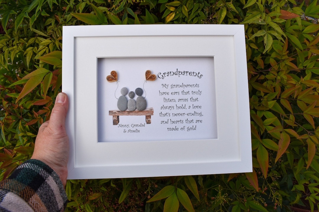 Gift for Grandparents, Personalised Grandparents Gift, Pebble Picture