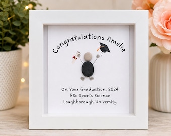 Personalised Graduation Pebble Art Frame: Handmade Graduate Gift, Personalized Picture