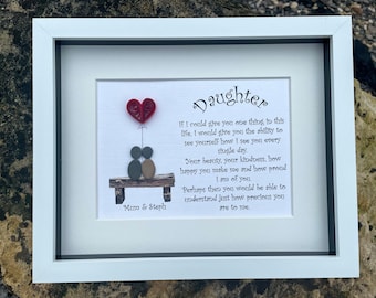 Gift for Daughter, Personalised Daughter Gift, Pebble Picture, Pebble Art, Gift from Mum, Gift from Dad, Gift From Parents, Daughter Quote