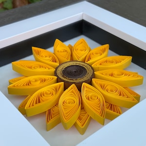 Sunflower, quilled, paper, sun, sunflowers, sunflower picture, positive, mental health, sunflower art, wall art, frame