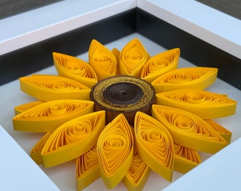 Quilled Paper Sunflower Art: Framed 3D Wall Decor