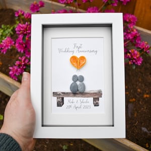 First Wedding Anniversary Gift, Paper Wedding Anniversary Gift, Personalised Pebble Picture, Pebble Art, Anniversary Gift, Husband, Wife