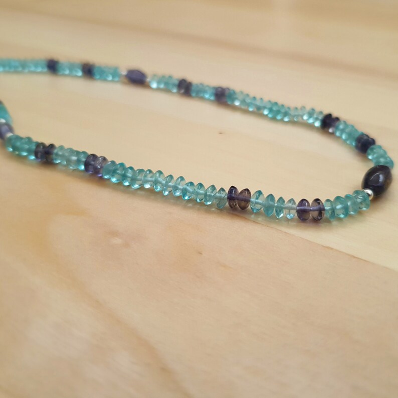 Blue Apatite Iolite Saucer Beads Necklace Strand Gift ideas for her September Birthday Jewelry Everyday Beaded Necklace