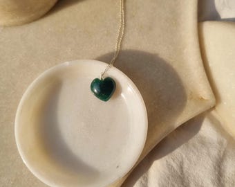 Ciondolo a forma di cuore in avventurina verde, catena in argento sterling o ottone placcato oro, collana con cristalli per donna, gioiello curativo, regalo