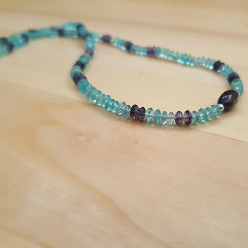 Blue Apatite Iolite Saucer Beads Necklace Strand Gift ideas for her September Birthday Jewelry Everyday Beaded Necklace