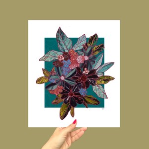 Floral Print ~ Teal ~ Archival Quality Giclée Art Print ~ Hand signed by Artist