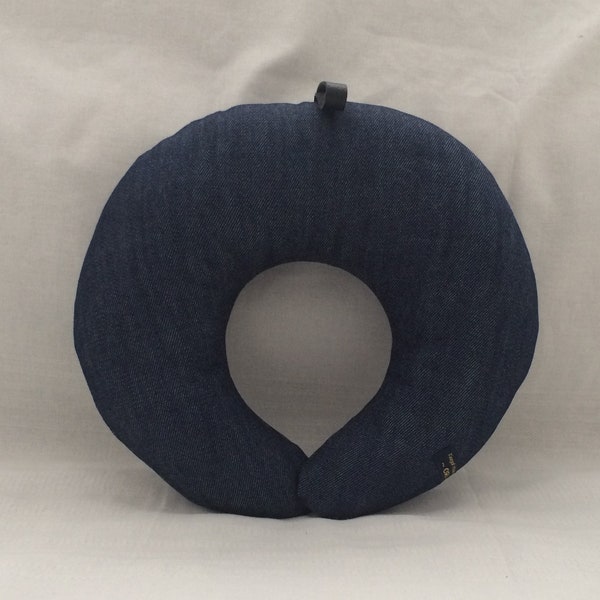 Firm Handmade Blue Denim Neck Pillow Cushion