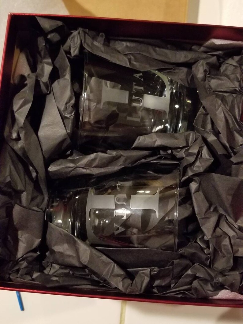 Personalized Monogram Whiskey Glass Last Name Etched Etsy