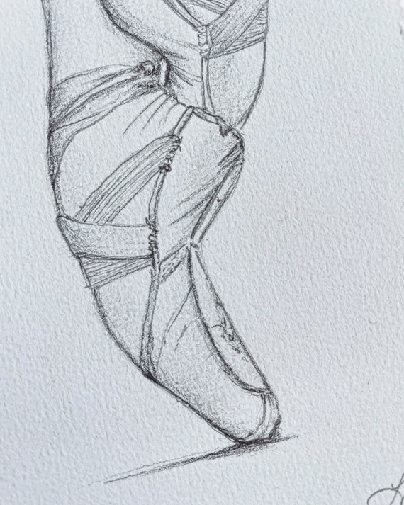 オリジナルのグラファイト鉛筆画「バレリーナ」。スケッチ