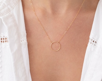 Karma Halskette Einfache Gold, Zierliche Kreis Halskette, Offene Ring Halskette, Eternity Halskette