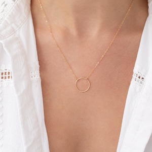 Karma Necklace Simple Gold, Dainty Circle Necklace, Open Ring Necklace, Eternity Necklace