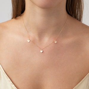14k Gold filled coin necklace, Tiny disc necklace, Gold dot necklace, Simple Necklace