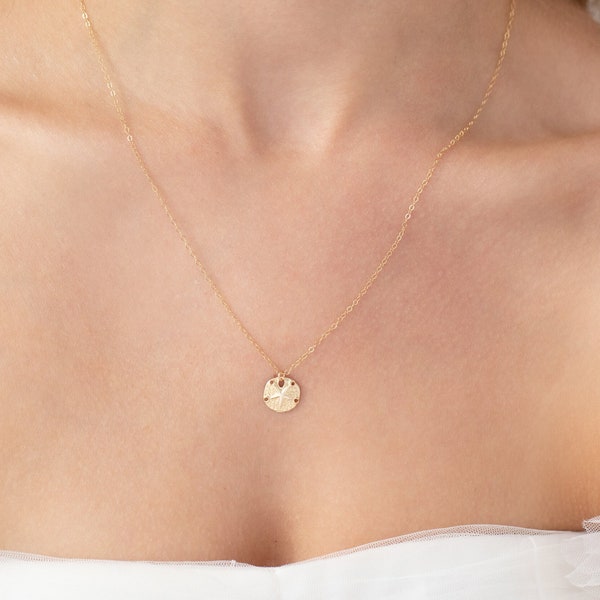 Gold Sand Dollar Necklace | Gold Filled Necklace | Gold Layered Necklace | Boho beach Necklace | Dainty Gold Necklace