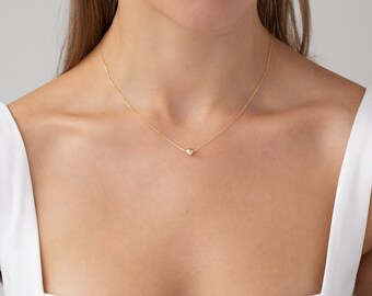 Tiny Gold Ball Necklace, Tiny Dot Necklace, Minimalist Gold Necklace, 14K Gold Filled Necklace