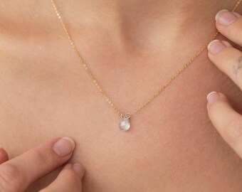 Blue Topaz Necklace, December Birthstone, Dainty Birthstone Necklace, Dainty Gemstone Necklace