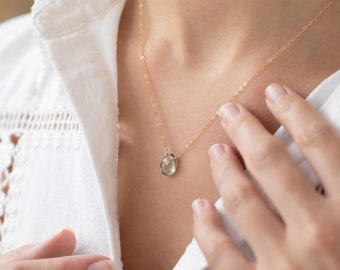 Green Amethyst Necklace, February Birthstone Necklace, Gemstone Necklace, Genuine Amethyst Necklace, Bridesmaid Gifts