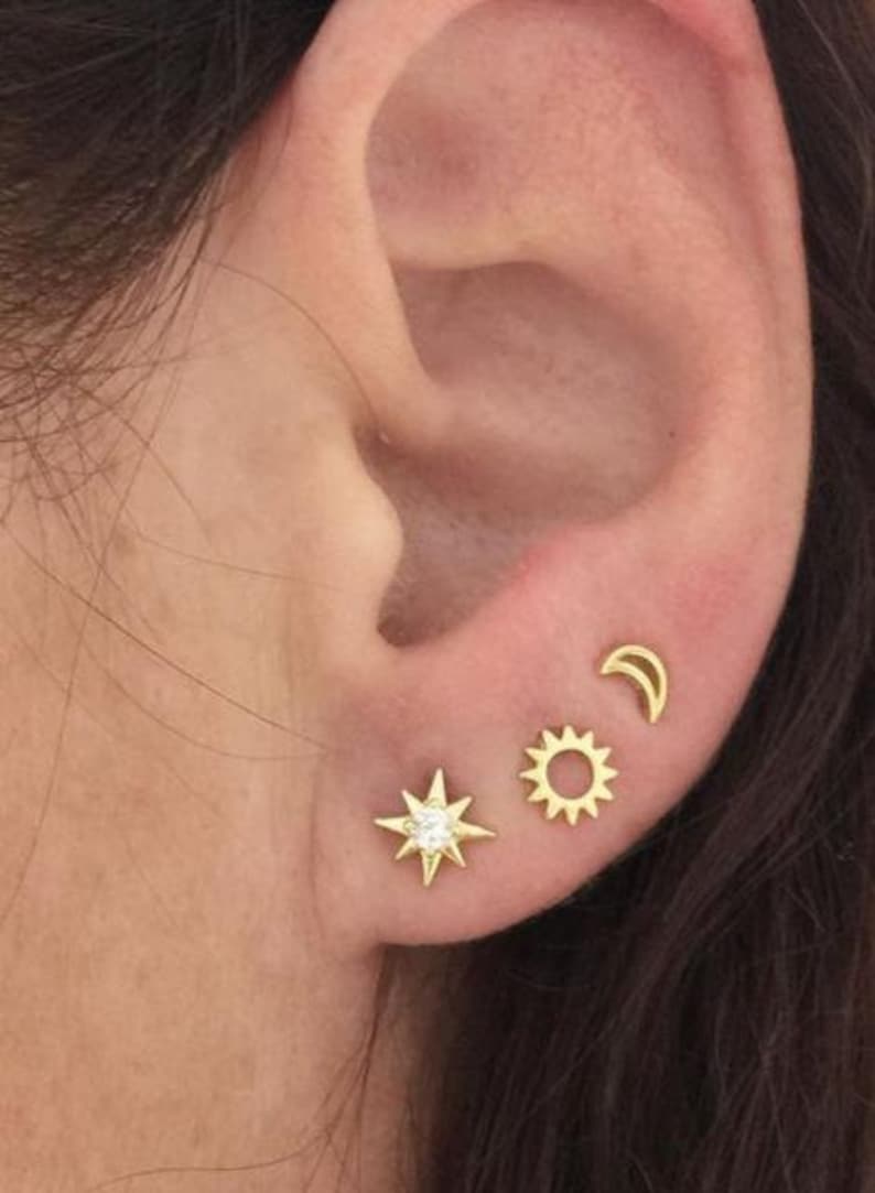 STERLING SILVER MINI NORTH STAR EARRINGS