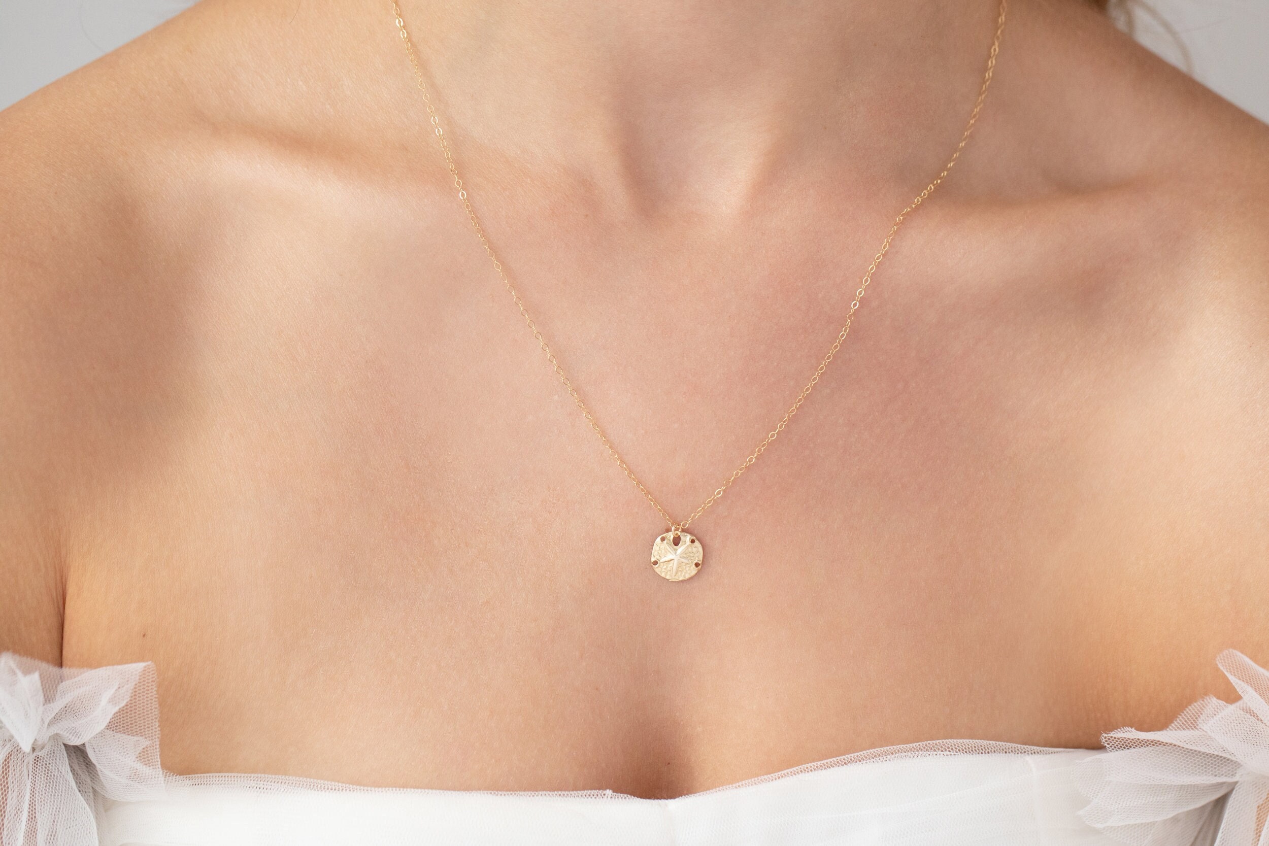 Gold Sand Dollar Necklace | Gold Filled Necklace | Gold Layered Necklace | Boho beach Necklace | Dainty Gold Necklace