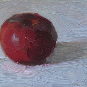 Pintura al óleo de manzana roja, Pintura de comida, Pintura de frutas, Arte de manzana roja, Naturaleza muerta con frutas, Pintura de naturaleza muerta