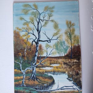 Pintura de outono, Floresta de outono, Paisagem de floresta, Paisagem de outono, Paisagem noturna, Pintura de floresta, Arte de parede de floresta, Decoração de floresta