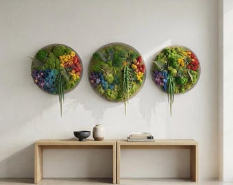 Round Preserved Moss Wall Art, Biophilic Design, Nature Inspired Hanging Decor