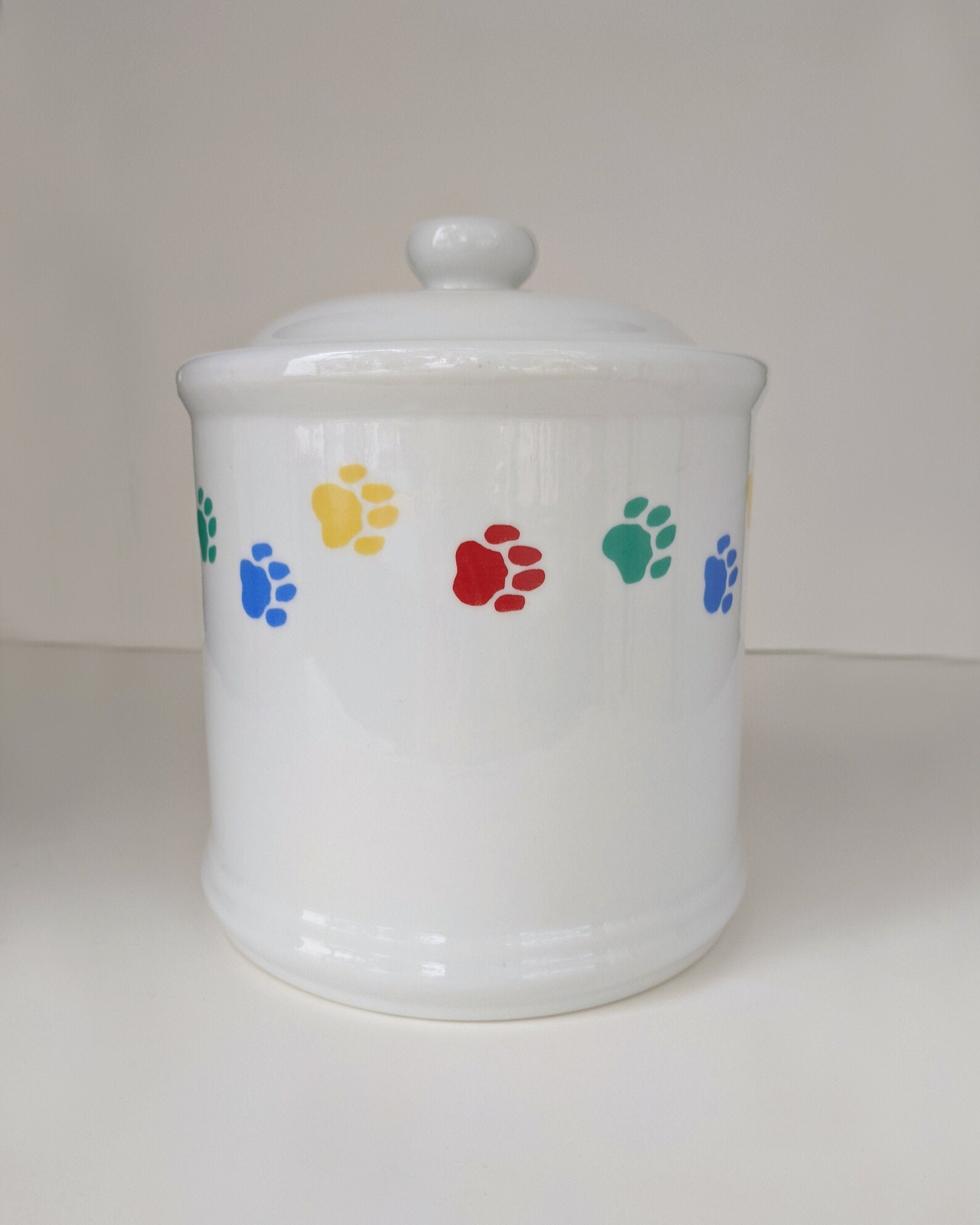 Cat Food Canister Paw Print Design Ceramic Treat Jar Pet Food Etsy
